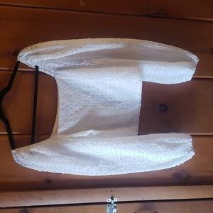 White long sleeve crop top - nwot size Large